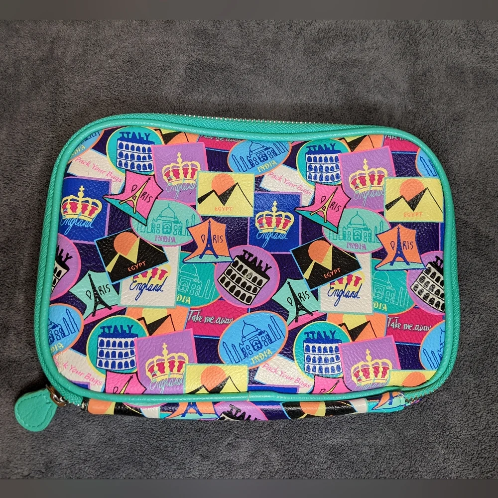 Colorful Travel Bag Organizer Multiple Pockets Cosmetics or School - Picture 4 of 11